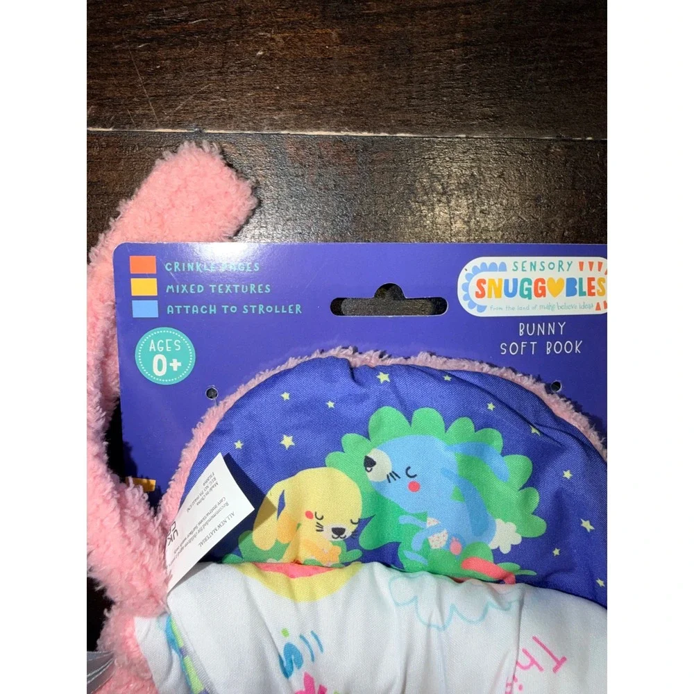 Sensory Snuggables Bunny Soft Book Pink Plush Sensory Learning Crinkle Toy NEW